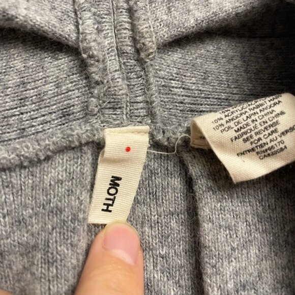 Anthropologie Moth Puckered and Pleated Cardigan Grey Small Angora Rabbit Wool - Picture 3 of 5